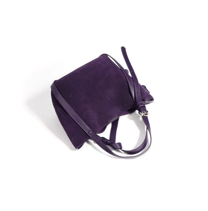 Suede Basket Bag - Purple